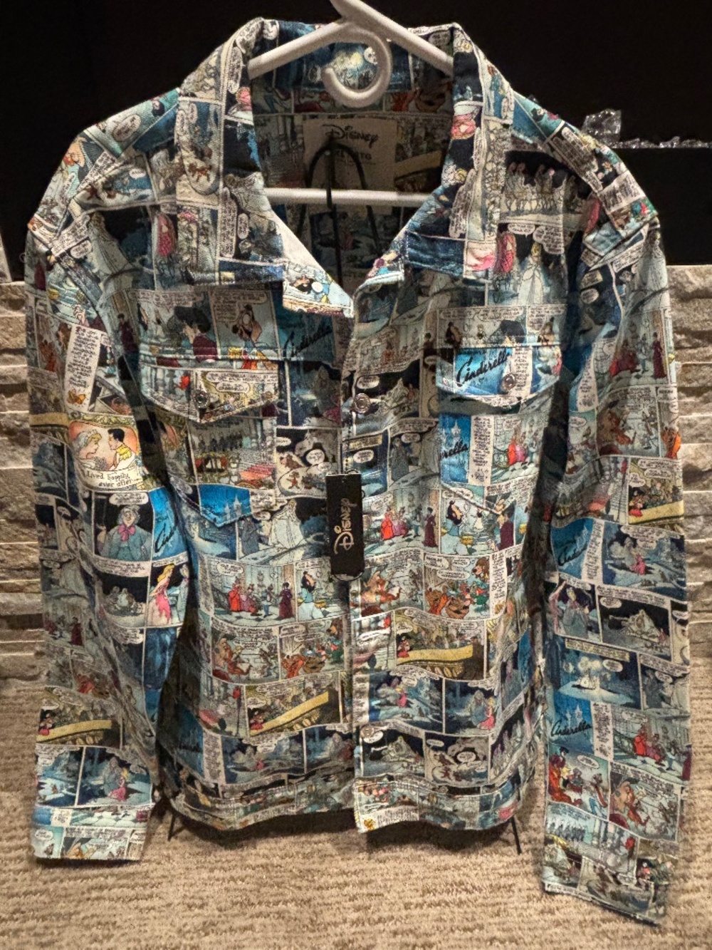Disney’s Cinderella Comic-Style All Over Print Denim Jacket - RARE